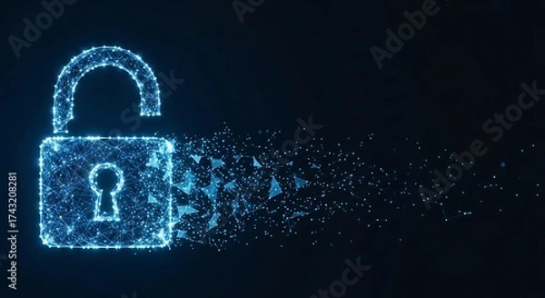 Obraz Secure your data with this glowing digital unlocked padlock