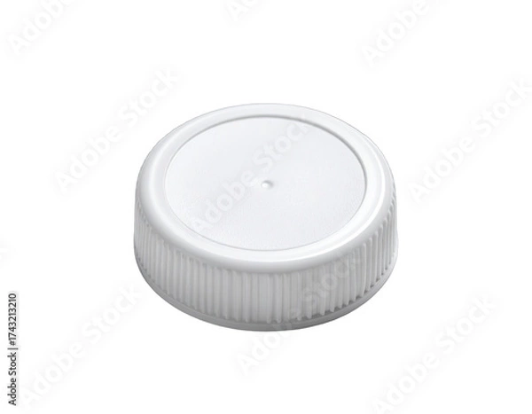 Obraz Plastic white bottle cap with ridges against black background