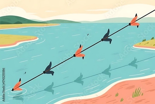 Fototapeta vector illustration of a fishing boat