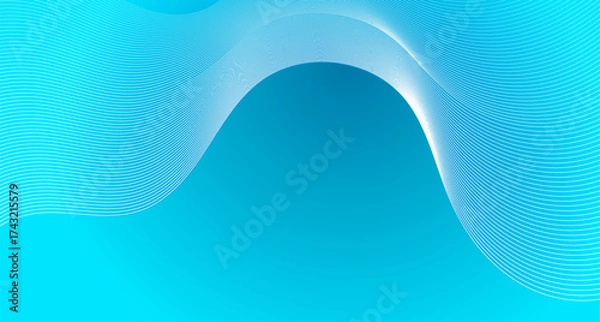 Fototapeta Blue white minimal wavy lines abstract futuristic tech background. Vector digital design