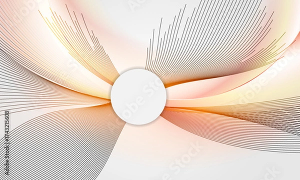 Fototapeta Orange glowing shiny wavy lines abstract futuristic tech background. Vector minimal geometric waves design