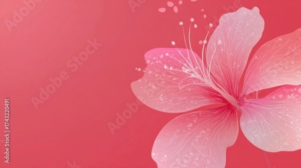 Fototapeta A delicate pink flower design on a soft coral background, showcasing intricate details and an elegant, minimalist aesthetic.