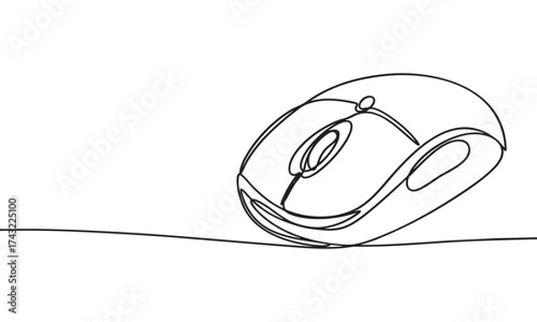Fototapeta Computer Mouse Single Line Drawing