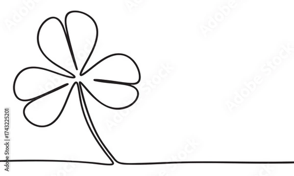 Fototapeta Minimalist Line Art A SingleLine Shamrock