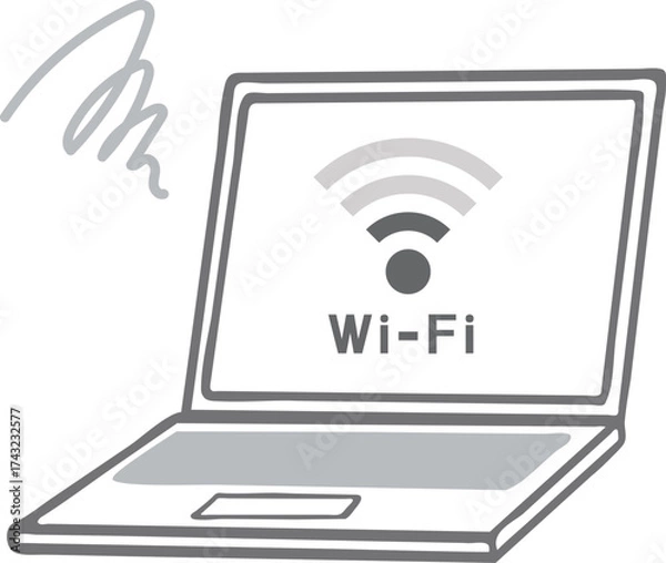 Obraz ノートパソコン　wi-fiが繋がりにくい　ベクターイラスト素材