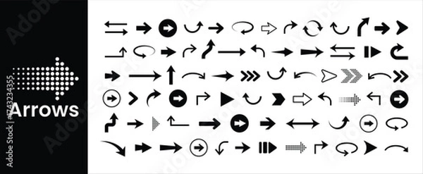 Obraz Arrows Vector Set – Glowing Direction and UI Icons