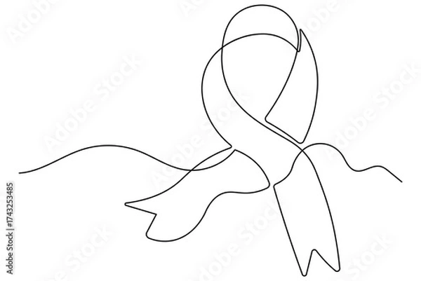 Fototapeta Continuous one line art world aids day ribbon illustration
