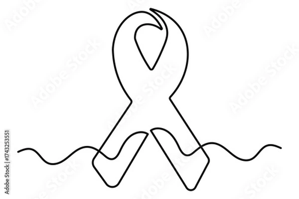 Fototapeta Abstract world aids day ribbon continuous one line art
