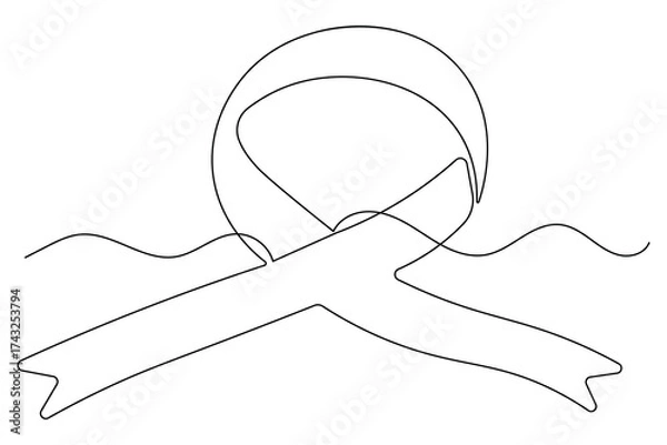 Fototapeta  Elegant world aids day ribbon continuous single line illustration