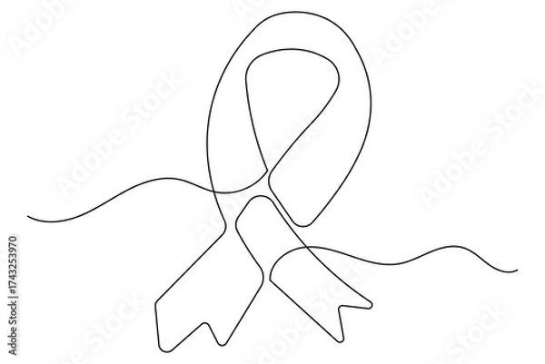 Fototapeta World aids day ribbon awareness continuous one line art