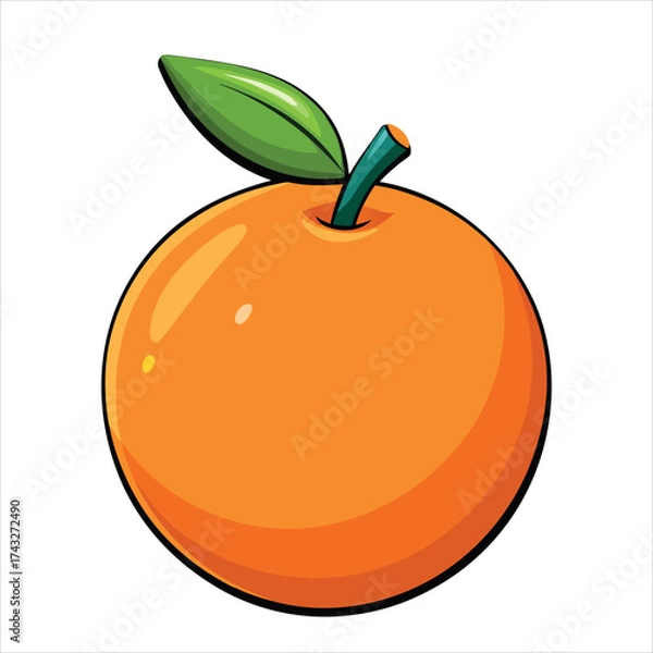 Fototapeta Vibrant cartoon orange fruit graphic design with bright colors and simple shapes