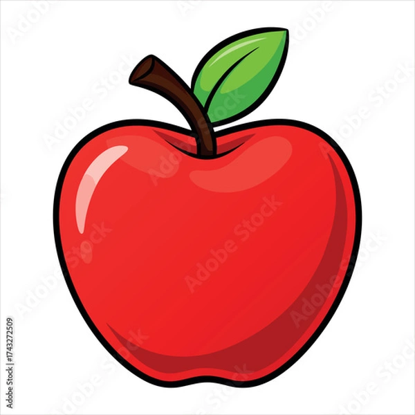 Fototapeta Charming cartoon apple illustration with vibrant colors and classic font elements