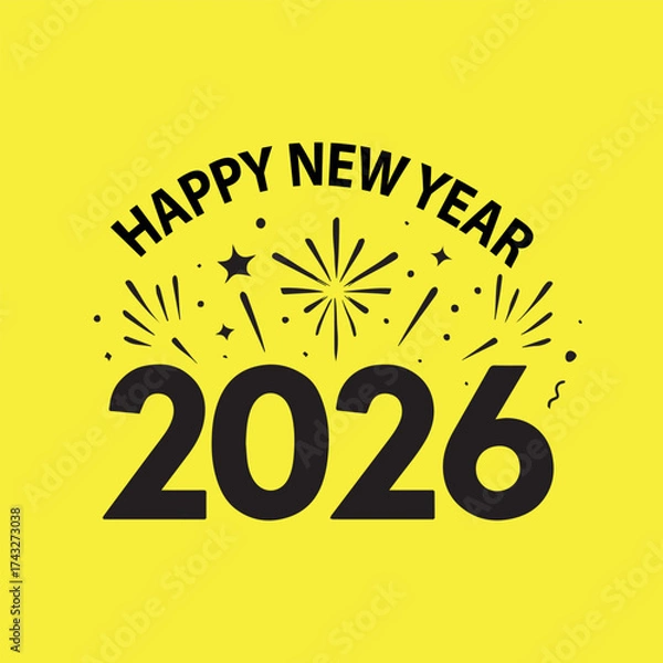 Fototapeta Festive 2026 new year celebration design with bold colors and classic typography