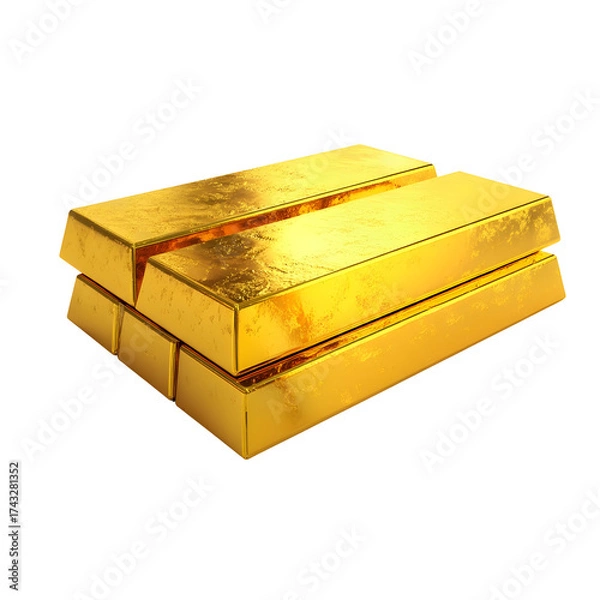 Fototapeta Golden ingots isolated on transparent background financial investment concept
