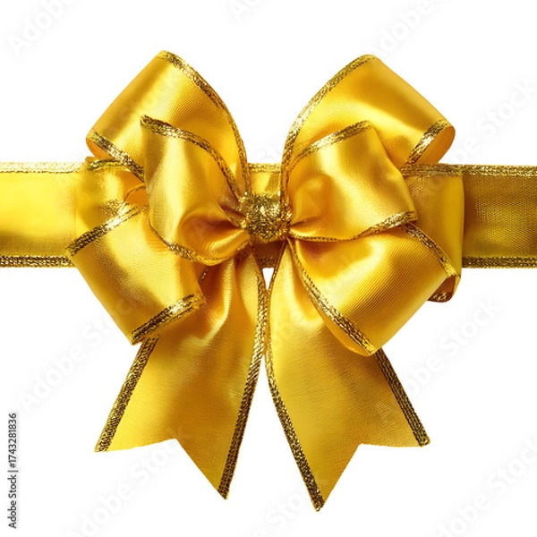 Fototapeta Elegant golden bow with decorative trim on transparent background