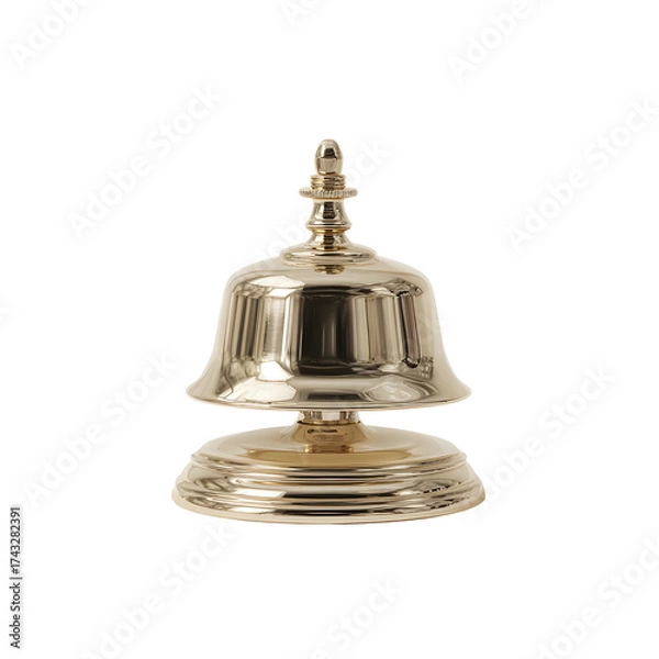 Obraz Shiny silver desk bell isolated on transparent background