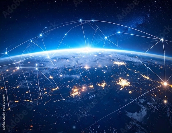 Obraz Global Network Connectivity - A Vision of Interconnected Communication and Technology.