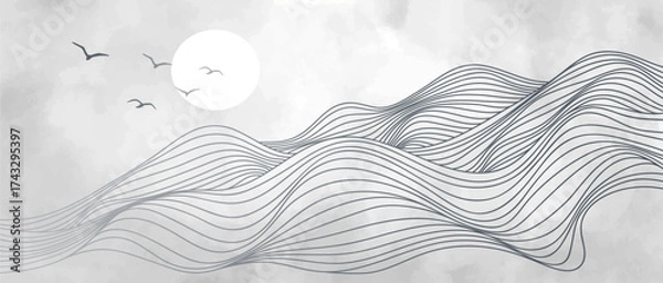 Fototapeta Abstract backgrounds landscapes with line wave pattern. for wall art prints, poster Art Decoration, banner