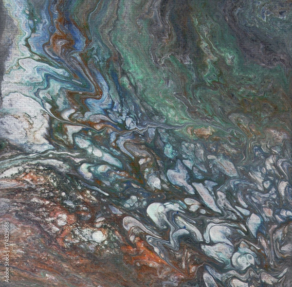 Obraz unusual patterns on the canvas, by pouring acrylic. Basis for the picture, background or interior.