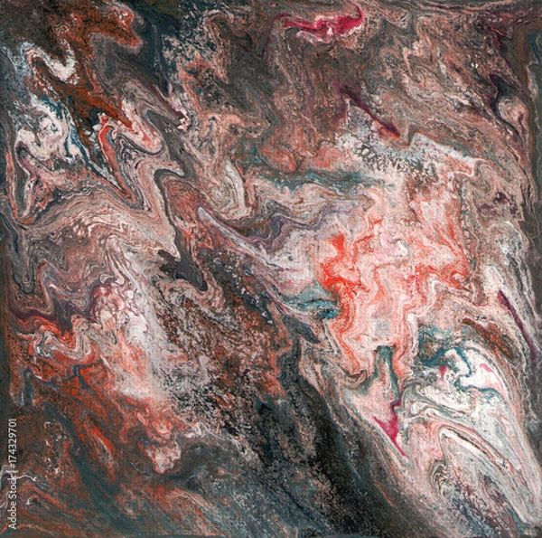 Obraz unusual patterns on the canvas, by pouring acrylic. Basis for the picture, background or interior.