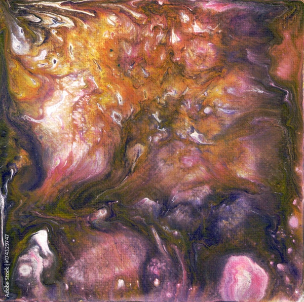 Obraz unusual patterns on the canvas, by pouring acrylic. Basis for the picture, background or interior.