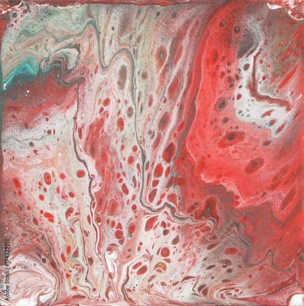 Obraz unusual patterns on the canvas, by pouring acrylic. Basis for the picture, background or interior.