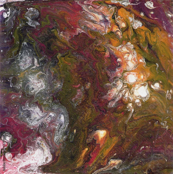 Obraz unusual patterns on the canvas, by pouring acrylic. Basis for the picture, background or interior.