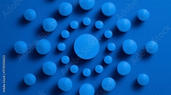 Fototapeta Blue Circular Shapes in Artistic Arrangement Design