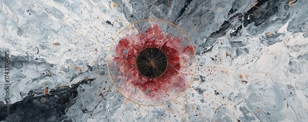 Fototapeta Abstract Art with Red Center and Blue Background