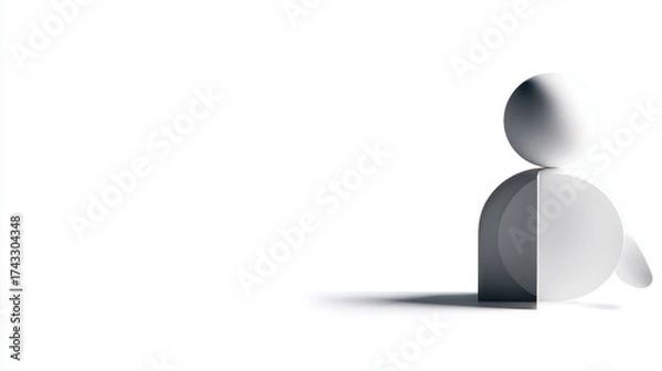 Fototapeta Minimalist Figurine on White Background with Shadow