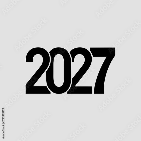 Fototapeta Overlapping black numerals 2027 creating a layered effect on a light gray background year future