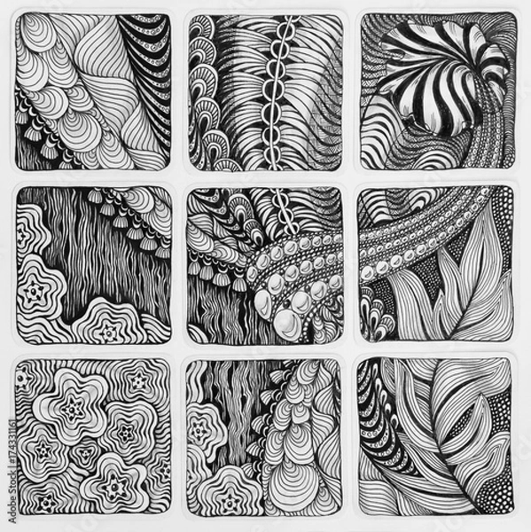 Fototapeta Zentangle abstract illustration. Doodle hand-drawing, patterns.