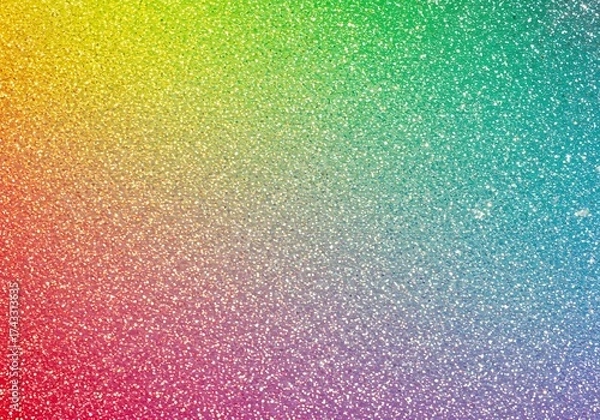 Fototapeta Vibrant, full-spectrum rainbow gradient abstract background made from thousands of sparkling glitter particles