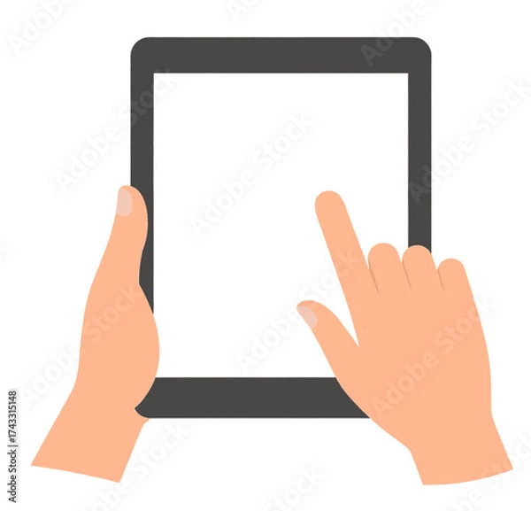 Fototapeta hand holding tablet svg vector file on transparent background.
