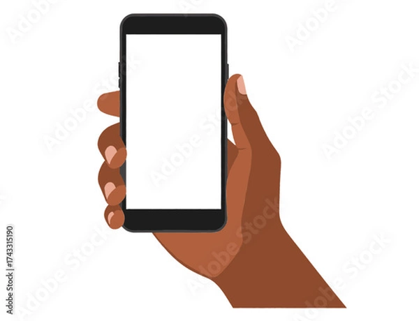 Fototapeta hand holding smartphone svg vector file on transparent background.