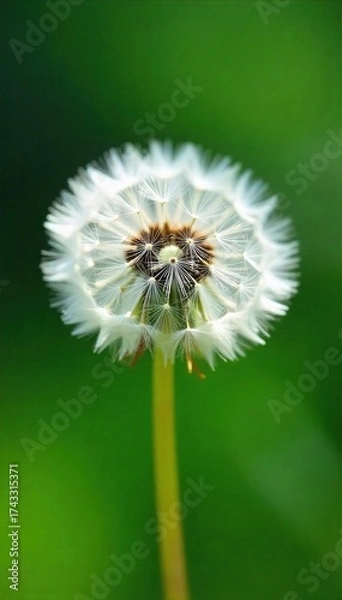 Fototapeta Dandelion Seeds Whispering on the Wind A Delicate, Whimsical Close-up of Natures Ephemeral Beauty Against a Blurred Green Background