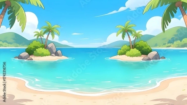 Obraz tropical beach with palm trees