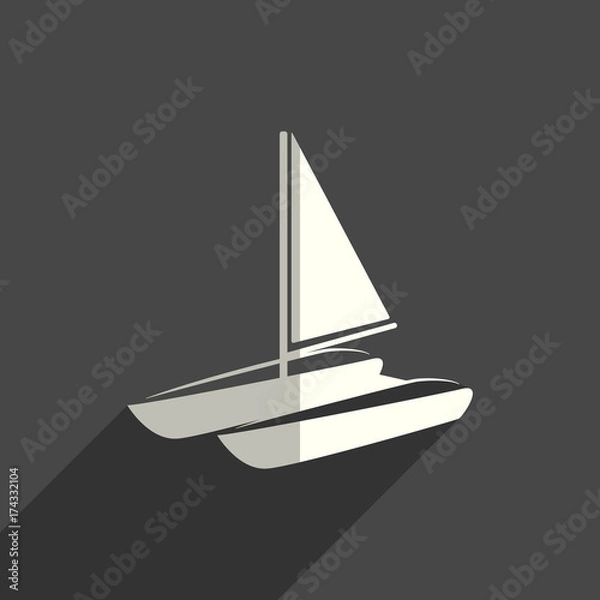 Fototapeta Sea transport flat icons with of shadow. Vector illustration