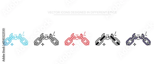 Fototapeta Broken Chain icon design with white background stock illustration