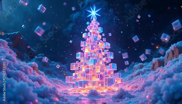 Fototapeta christmas tree lights