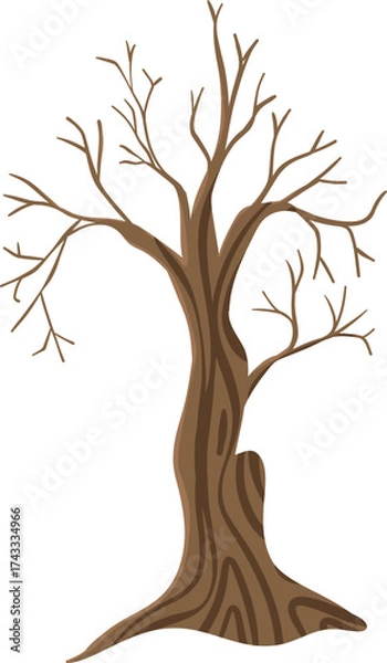 Obraz Bare Tree Vector Illustration. Leafless Winter or Autumn Tree on White Background.