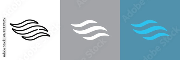 Obraz 風のカラーとモノクロアイコンセット