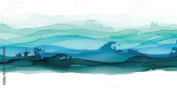 Fototapeta Abstract Turquoise and White Background with Watercolor Texture and Smooth Gradient Ideal for Digital Design