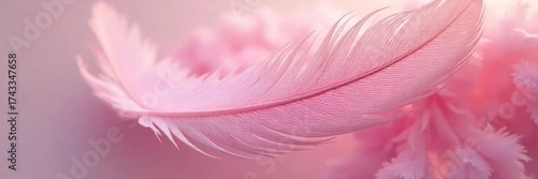 Fototapeta Close-up Macro Shot of Delicate Pink Feather Soft Light, Intricate Details, Summer Whimsy, Perfect for Beauty & Fashion