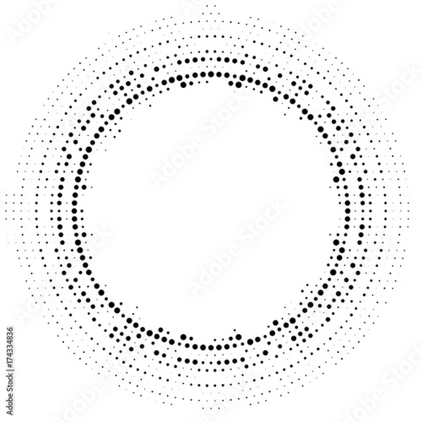 Obraz Halftone dotted background circularly distributed. Halftone effect vector pattern. Circle dots isolated on the white background.
