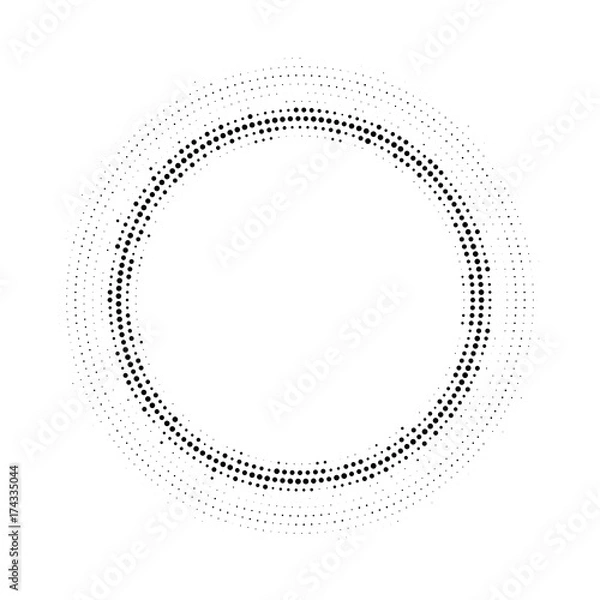 Fototapeta Halftone dotted background circularly distributed. Halftone effect vector pattern. Circle dots isolated on the white background.