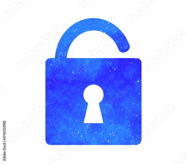 Obraz 青い星空｜開いた南京錠マーク