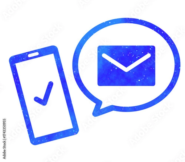 Obraz 青い星空｜メールアイコンとスマホ