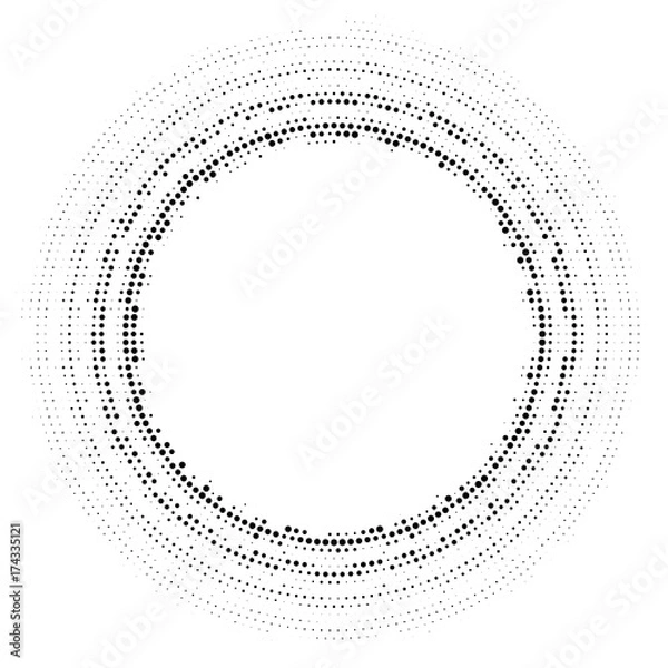 Fototapeta Halftone dotted background circularly distributed. Halftone effect vector pattern. Circle dots isolated on the white background.