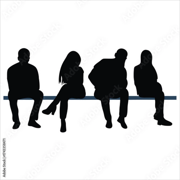 Fototapeta Diverse Group of People Silhouettes Standing and Sitting